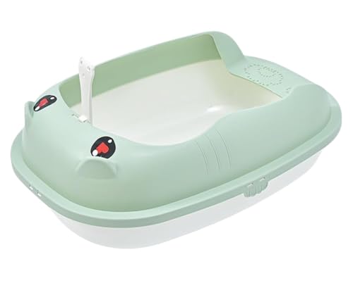 Katzentoilette Katzenklo Katzentoilette Mit Streuschaufel, Spritzschutz, Katzentoilette, Abnehmbar, Leicht Zu Reinigen Reisetoilette Katze(Grün,60x21x41 cm) von JYARZ