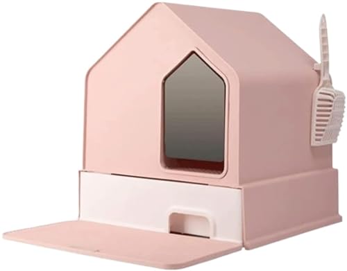 Katzentoilette Katzenklo Vollständig Geschlossene Katzentoilette, Übergroße Schubladenausführung, Leicht Zu Reinigen, Spritzwassergeschützte Katzentoilette Reisetoilette Katze(Pink) von JYARZ