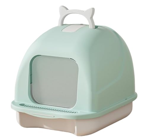 Katzentoilette Katzenklo Vollständig Geschlossene Katzentoilette Mit Deckel, Spritzwassergeschützt Und Auslaufsicher, Große Katzentoilette, Reisetoilette Katze(Grün) von JYARZ