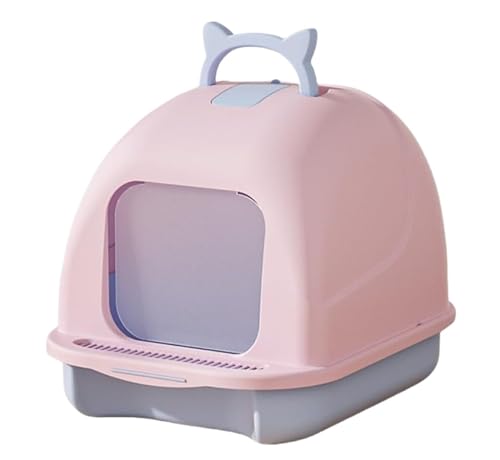 Katzentoilette Katzenklo Vollständig Geschlossene Katzentoilette Mit Deckel, Spritzwassergeschützt Und Auslaufsicher, Große Katzentoilette, Reisetoilette Katze(Pink) von JYARZ