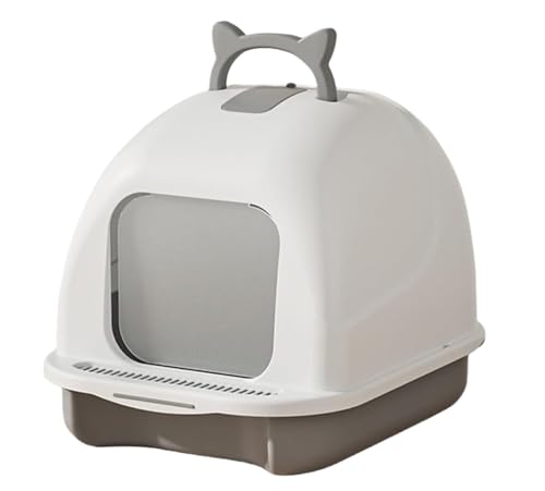 Katzentoilette Katzenklo Vollständig Geschlossene Katzentoilette Mit Deckel, Spritzwassergeschützt Und Auslaufsicher, Große Katzentoilette, Reisetoilette Katze(White) von JYARZ