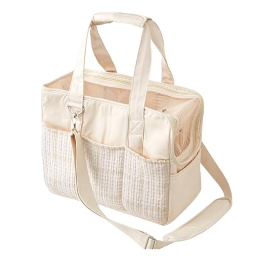 Transportbox für Haustiere Canvas Rucksack Katzentasche Hunde Outdoor Tragen Reisebedarf Katzenrucksack Haustierbedarf Hunde Tragebox (Color : Beige, Size : 38 * 30 * 18cm) von JYARZ