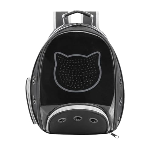 Transportbox für Haustiere Haustier-Rucksack, Heimtierbedarf, Haustier-Tragetasche, Katzen-Tragetasche, Transparenter Rucksack, Hundetasche Hunde Tragebox (Color : Black, Size : 40 * 35 * 29cm) von JYARZ