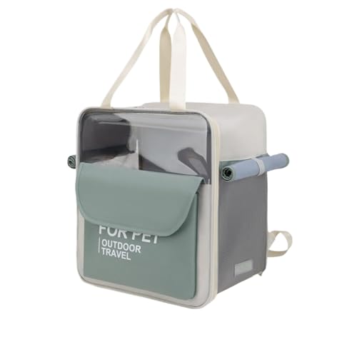 Transportbox für Haustiere Haustier-Rucksack, Tragbare Katzen-Tragetasche, Haustier-Handtasche Für Welpen, Reisen, Wandern Hunde Tragebox (Color : Grün, Size : 39 * 39 * 25cm) von JYARZ