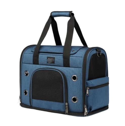 Transportbox für Haustiere Haustier-Tragetasche, Haustier-Rucksack, Hunde-Tragetasche, Ausgehende Reise, Haustier-Handtasche, Hunde-Rucksack Hunde Tragebox (Color : Blue, Size : 42 * 28 * 34cm) von JYARZ