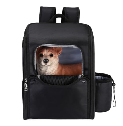 Transportbox für Haustiere Haustierträger-Rucksäcke, Belüftete Katzentasche, Bequemer, Leichter Haustierträger Für Reisen Hunde Tragebox (Color : Black, Size : 39 * 23 * 30cm) von JYARZ