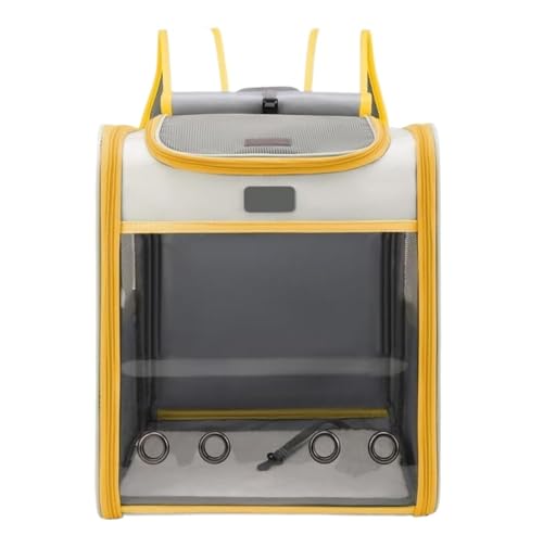 Transportbox für Haustiere Katzen-Rucksack-Tragetasche, Zusammenklappbare Katzen-Tragetasche, Kleine Haustier-Tragetasche Für Reisen Hunde Tragebox (Color : Yellow, Size : 13.78 * 10.63 * 16.5in) von JYARZ