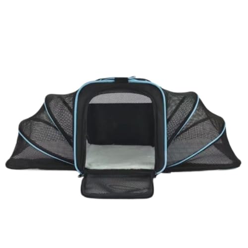 Transportbox für Haustiere Katzen- Und Hundetransporter, Erweiterbar, Faltbar, Weich, Für Hunde Und Katzen, Reisetasche, Haustiertransporter Hunde Tragebox (Color : Blue, Size : 46 * 28 * 29cm) von JYARZ