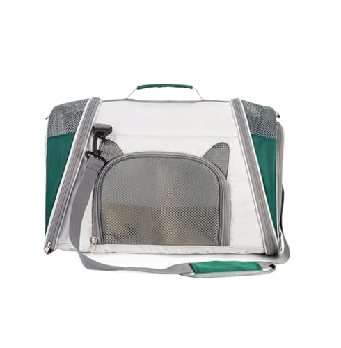 Transportbox für Haustiere Outdoor-Katzen-Umhängetasche, Tragbar, Faltbar, Für Reisen, Tragetasche, Haustierträger, Rucksäcke Hunde Tragebox (Color : Grün, Size : 49 * 30 * 33cm) von JYARZ