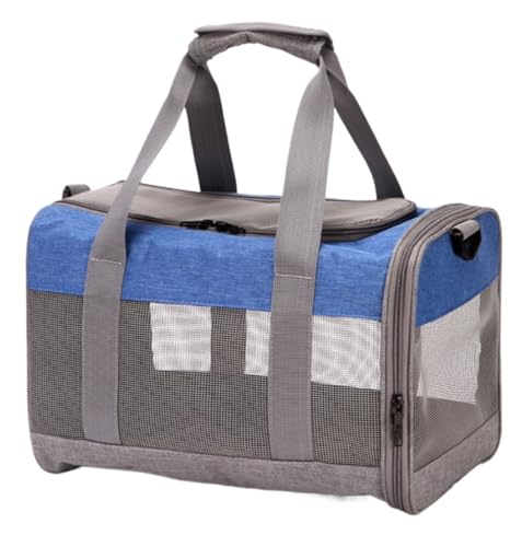 Transportbox für Haustiere Sommer-Haustiertasche, Katzen- Und Hundetrage, Weiche Welpentrage Für Katzen, Reisen, Outdoor Hunde Tragebox (Color : Blue, Size : 38 * 25 * 26cm) von JYARZ