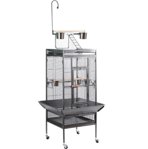 Wellensittich Käfig Großer Vogelkäfig Aus Schmiedeeisen Mit Spielplatte Und Rollständer, Papageienkäfig, Vogelkäfige Papageienkäfig(A) von JYARZ