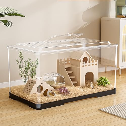 Hamsterkäfig,Hamsterhaus,Stapelbarer Und Großer Glasbehälter,Acryl-Käfig Für Hamster, Gerbils, Mäuse Oder Andere Kleine Haustiere, Pflegeleicht & Stabil, Kleintierkäfig(Small) von JYBBST