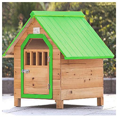 Hundehütte Holzhütte Wasserdicht, Hundehütte Für Draußen Große Hundehütte Outdoor Hundehütte Grün, Welpen Katze Haustier Blockhütte Wetterfest,66×69×68cm (66×69×68cm) von JYCCH