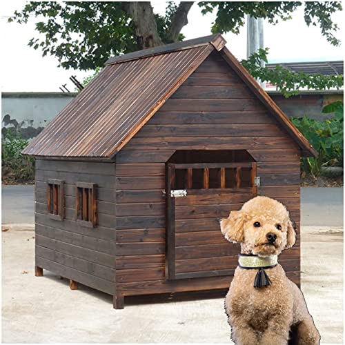 Hundehütte Outdoor-Hundehütten Holz-Hundehütten für den Außenbereich Hundekisten Hundehütten für die Außenhütte Villa für kleine mittlere große s Wetterfest, 22 x 17,8 x 18,9 Zoll von JYCCH