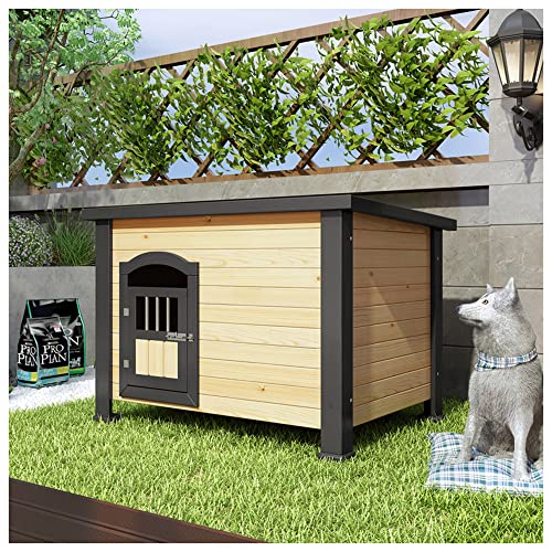 Hundehütte aus Holz für den Außenbereich, Sonnen- und regensichere Hundehütte für den Außenbereich mit Tür, Hundehütte, geeignet für kleine und mittelgroße Hunde von JYCCH