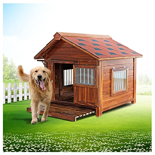 Hundehütte für den Außenbereich, Regen- und sonnengeschützte Hundehütte aus Holz für den Innen- und Außenbereich, geeignet für kleine und mittelgroße Hundehütten, 35,4 x 27,5 x 33, von JYCCH