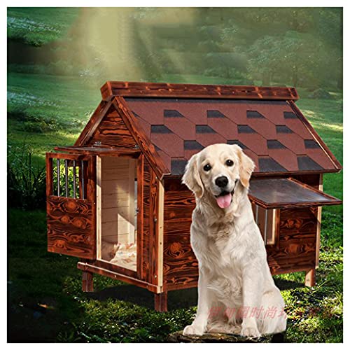 Hundehütten Für Draußen Holz Karbonisiert, Hundehütte Outdoor Hundehütten Wasserdicht Regenfest, Hundehütte Hundekäfig Mit Türfenstern,73×61×74cm (49×45×58cm) von JYCCH