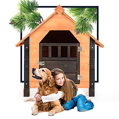 Kleines Hundehaus aus Holz mit Tür, wetterfestes Haustierhaus für drinnen und draußen, Außenunterstand mit abnehmbarem Dach für kleine Haustiere, Hund und Katze, 77 cm (77 cm) von JYCCH