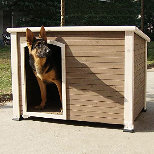 Outdoor 33-Zoll-Hundehütte, wasserdichtes großes Tierheim, Holzblockhaus für mittelgroße und kleine Haustiere, Hunde, Katzen, B (B) von JYCCH