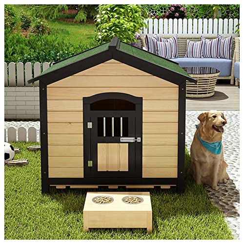 Outdoor-Hundehütte aus Holz, Outdoor-Hundehütte, Hundehütte, Hundehütte, einfach zu montieren, geeignet für kleine und mittelgroße Hunderassen, Rot, 33,4 x 30,7 x 34,6 (Blau 29,5 x von JYCCH