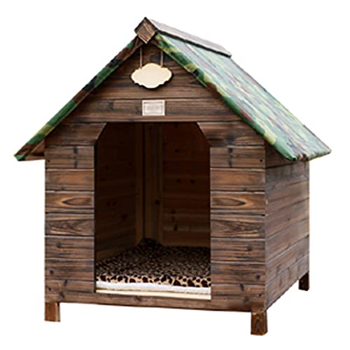 Regenfeste Hundehütte aus Holz für den Außenbereich, Hundehütte für drinnen und draußen, Hundehütte aus Holz, karbonisierte Hundehütte, wetterfeste Hundehütte Villa, 22,04 × 17,71 von JYCCH