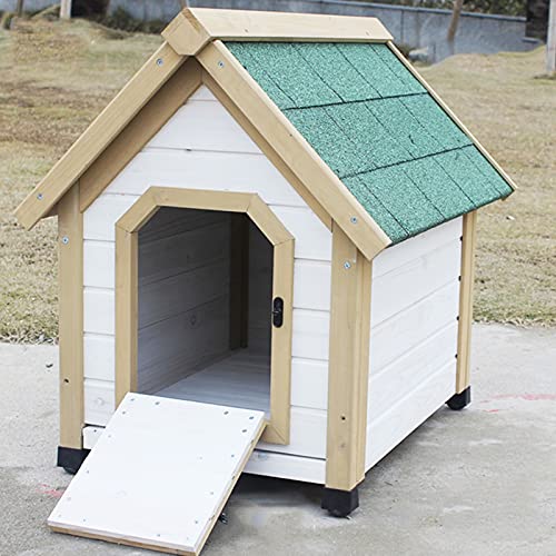 Wetterfestes kleines Hundehaus mit Rampe oder Tür, Haustierhaus aus Holz im Freien mit abnehmbarem Boden, Unterschlupf für kleine Hunde und Katzen von JYCCH