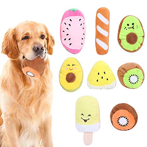 JYCRA 8 Stück Haustier Hund Welpen Kauen Plüsch Sound Obst Serie Spielzeug Interaktives Trainingsspielzeug Heimtierbedarf für Kleine Mittelgroße Hunde JYCRA 8 Stück Haustier Hund Welpen Kauen Plüsch Sound Obst Serie Spielzeug Interaktives Trainingsspielzeug Heimtierbedarf für Kleine Mittelgroße Hunde von JYCRA