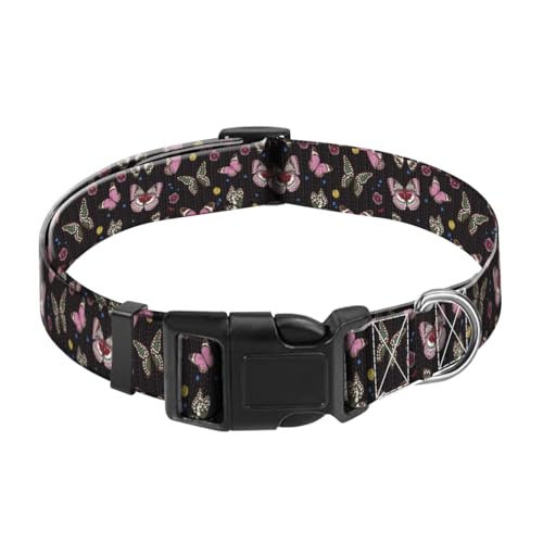 JYCardPKT Hundehalsband, verstellbar, lustiges Haustierhalsband mit Schnellverschluss, langlebige Schnalle, niedliche Halsbänder für mittelgroße und große Hunde, niedliche schwarze Schmetterlinge JYCardPKT Hundehalsband, verstellbar, lustiges Haustierhalsband mit Schnellverschluss, langlebige Schnalle, niedliche Halsbänder für mittelgroße und große Hunde, niedliche schwarze Schmetterlinge von JYCardPKT