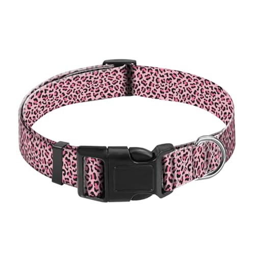 JYCardPKT Hundehalsband, verstellbar, lustiges Haustierhalsband mit Schnellverschluss, langlebige Schnalle, niedliche Halsbänder für mittelgroße und große Hunde, rosa Leopardenmuster JYCardPKT Hundehalsband, verstellbar, lustiges Haustierhalsband mit Schnellverschluss, langlebige Schnalle, niedliche Halsbänder für mittelgroße und große Hunde, rosa Leopardenmuster von JYCardPKT