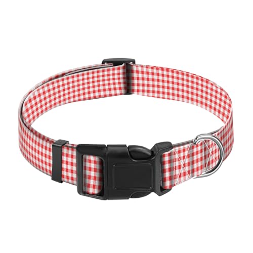 JYCardPKT Hundehalsband, verstellbar, lustiges Haustierhalsband mit Schnellverschluss, langlebige Schnalle, niedliche Halsbänder für mittelgroße und große Hunde, rotes Karomuster JYCardPKT Hundehalsband, verstellbar, lustiges Haustierhalsband mit Schnellverschluss, langlebige Schnalle, niedliche Halsbänder für mittelgroße und große Hunde, rotes Karomuster von JYCardPKT