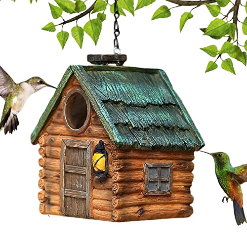 JYFanse 2 Pcs Vogelhäuschen für draußen, Dekorative hängende Vogelhäuschen aus Kunstharz, wasserdichte dekorative Vogelhäuschen für Balkon, Garten im Freien, Hof von JYFanse