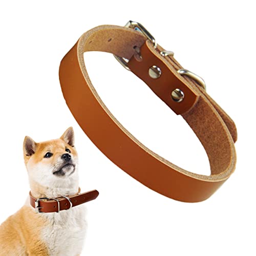 JYFanse Lederhalsband für Hunde | Bequemes Hundehalsband für mittelgroße Hunde, handgefertigt, kleine, große Katzen-Hundehalsbänder für den täglichen Gehen, eine gute Haustierdekoration von JYFanse