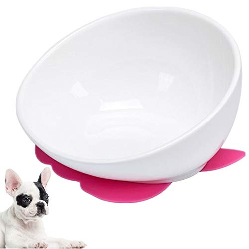 JYHY Bulldog Futternapf aus Keramik, für Hunde und Katzen, breite Öffnung, steril, geneigt, mit Rutschfester Gummimatte (Weiße Schale（1.5 Cup）) von JYHY