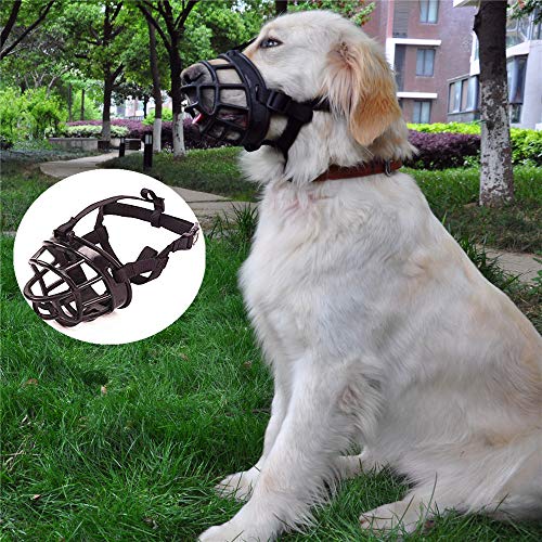 JYHY Silikon Gummi Korb Maulkorb für Hunde, Anti-Kauen Beißen Barking, weicher Verstellbarer atmungsaktiv, Sicherheit Maske für kleine mittlere Große Hunde Mund Abdeckung,Schwarz 1 von JYHY