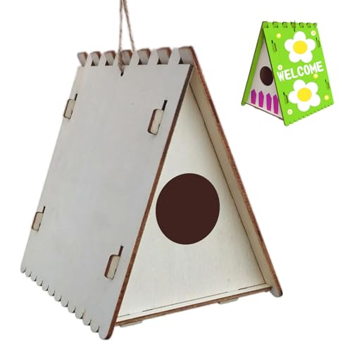 JYJLLM Herzförmige Kinder zum Selbermalen Wildvogel-Nistkasten, Vogelhaus, Holz, Khaki, Circle2 von JYJLLM