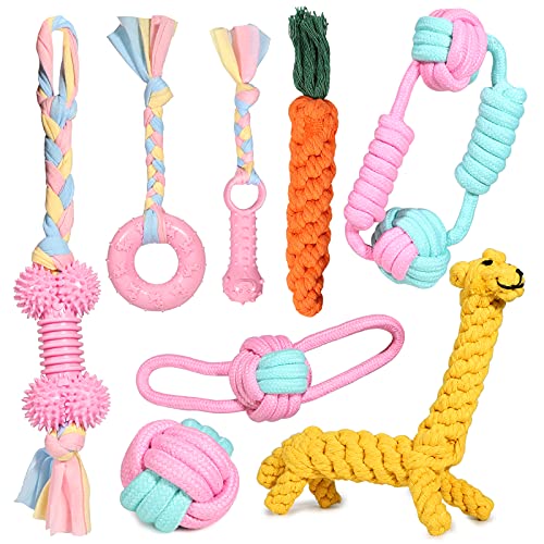 Welpenspielzeug Hundespielzeug Set - 8 STK Langlebiges Hundespielzeug Kauspielzeug Natürlicher Baumwolle ungiftig Zahnreinigung Hundespielzeug-Seil für Welpen/kleine, mittelgroße und größere Hunde Welpenspielzeug Hundespielzeug Set - 8 STK Langlebiges Hundespielzeug Kauspielzeug Natürlicher Baumwolle ungiftig Zahnreinigung Hundespielzeug-Seil für Welpen/kleine, mittelgroße und größere Hunde von JYPS