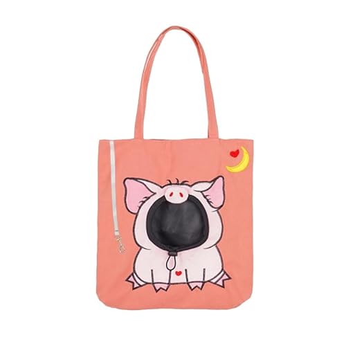 JZ Kompatibel mit kleinen Katzenträger für kleine Hunde, Canvas Tasche Haustier Taschen für Reisen und tragbare Haustier Tasche Träger,Pet Bag Kids for (6-8 KG Pet) - Pink Pig von JZ
