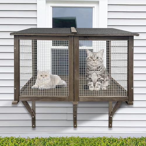 Cat Catio Outdoor Fenstergehege für große Katzen - Erweiterbares Katzenfensterbett zum Nickerchen, Sonnenbaden & Genießen der Landschaft von JZHLLA