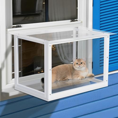 Catio Katzenfenster aus Acryl, für den Außenbereich, Katzen-Fensterbox mit Holzrahmen, Katzenfensterstange mit wasserdichtem, transparentem Dach zum Sonnenbaden, Nickerchen, Genießen der Sicht im Catio Katzenfenster aus Acryl, für den Außenbereich, Katzen-Fensterbox mit Holzrahmen, Katzenfensterstange mit wasserdichtem, transparentem Dach zum Sonnenbaden, Nickerchen, Genießen der Sicht im von JZHLLA