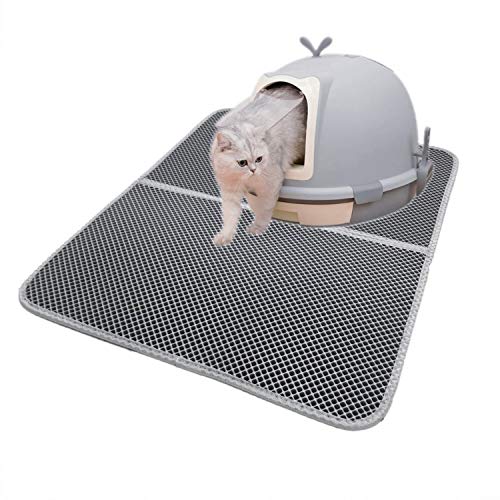 JZK Grau Katzenklo Matte wasserdichte Doppelte Schichte Katzenstreu Matte 70 x 55cm Katzenklo Unterlage schützen Fußboden und Teppich für katze Kätzchen von JZK