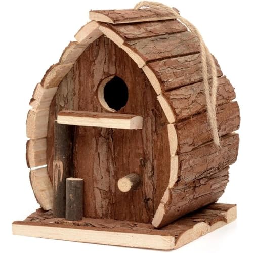 Hölzerner Hängevogelhaus, 5x6x3 Zoll rustikaler wetterfestes Nistkasten für Garten, Balkon und Außengebrauch von JZLEJC