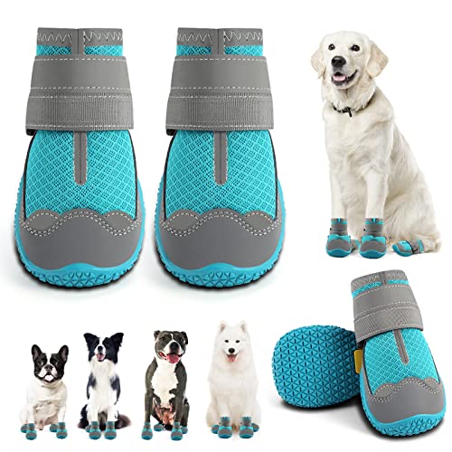 Hundeschuhe für große Hunde, mittelgroße Hundeschuhe & Pfotenschutz für Hartholzböden, Outdoor-Hundeschuhe für heißen Gehsteig Winter Schneewandern, atmungsaktive Hundeschuhe mit reflektierenden von JZXOIVA