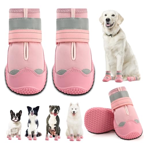 Hundeschuhe für große Hunde, mittelgroße Hundeschuhe & Pfotenschutz für Hartholzböden, Outdoor-Hundeschuhe für heißen Gehweg, Winter, Schnee, Wandern, wasserdichte Hundeschuhe mit reflektierenden Hundeschuhe für große Hunde, mittelgroße Hundeschuhe & Pfotenschutz für Hartholzböden, Outdoor-Hundeschuhe für heißen Gehweg, Winter, Schnee, Wandern, wasserdichte Hundeschuhe mit reflektierenden von JZXOIVA