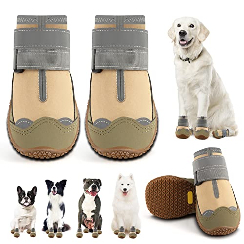 Hundeschuhe für große Hunde, mittelgroße Hundestiefel & Pfotenschutz für Hartholzböden, Outdoor-Hundeschuhe für heißen Gehsteig, Winter, Schneewandern, wasserdichte Hundeschuhe mit reflektierenden von JZXOIVA