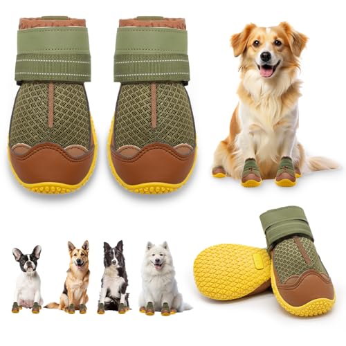 Hundeschuhe für kleine Hunde, Hundestiefel & Pfotenschutz für Hartholzböden, Outdoor-Hundeschuhe für heißen Gehsteig Winter Schneewandern, atmungsaktive Hundeschuhe mit reflektierenden Streifen, Größe von JZXOIVA