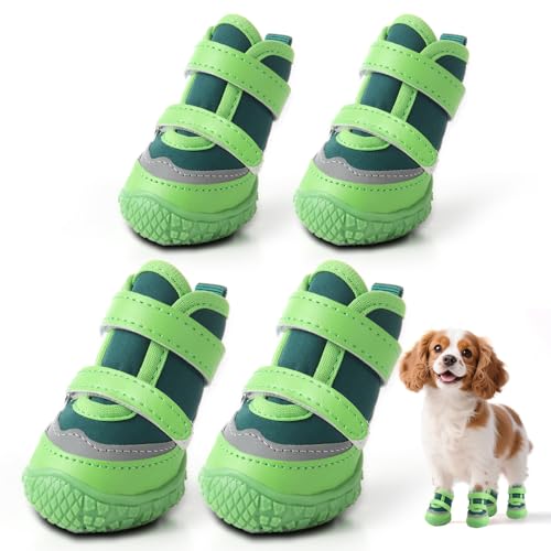 Hundeschuhe für kleine Hunde, atmungsaktive Hundestiefel, Pfotenschutz für heißen Gehweg, Winter, Schnee, Hundeschuhe mit reflektierenden Streifen, robuste rutschfeste Sohle für Hartholzböden Hundeschuhe für kleine Hunde, atmungsaktive Hundestiefel, Pfotenschutz für heißen Gehweg, Winter, Schnee, Hundeschuhe mit reflektierenden Streifen, robuste rutschfeste Sohle für Hartholzböden von JZXOIVA