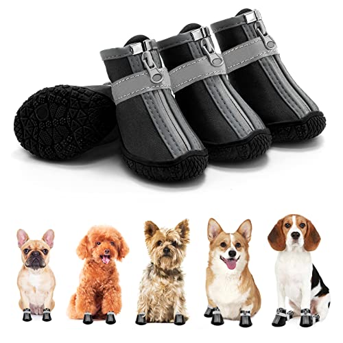 Hundeschuhe für kleine Hunde Stiefel, wasserdichte Hundeschuhe, Pfotenschutz für Outdoor-Spaziergänge, Welpenschuhe mit reflektierenden Streifen, heißer Gehweg, Winterschnee 4 Stück/Set Hundeschuhe für kleine Hunde Stiefel, wasserdichte Hundeschuhe, Pfotenschutz für Outdoor-Spaziergänge, Welpenschuhe mit reflektierenden Streifen, heißer Gehweg, Winterschnee 4 Stück/Set von JZXOIVA
