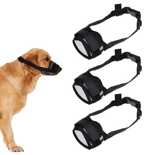 3 Stück Maulkorb für Große Hunde,Fressschutz Hund,Giftköderschutz Hund,Größenverstellbar Durch Klettverschluss,17.0 cm - 22.0 cm,Maulkorb Labrador,Etwas Essen,Bellen,für Große Hunde, Schwarz 3 Stück Maulkorb für Große Hunde,Fressschutz Hund,Giftköderschutz Hund,Größenverstellbar Durch Klettverschluss,17.0 cm - 22.0 cm,Maulkorb Labrador,Etwas Essen,Bellen,für Große Hunde, Schwarz von Jaarssho
