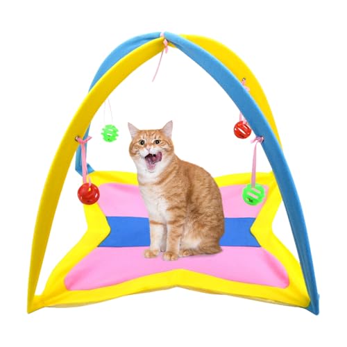 Faltzelt Katzenzelt - Indoor Cat Activity Center - Haustiere Zelt Mit Glocken - Interaktiv Katzenspielzelt Spielzeug Für Training, Unterhaltung, Übung von Jacekee