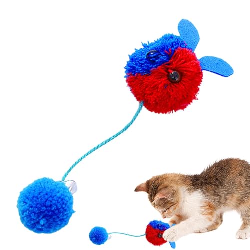 Jacekee Katzen-Pom-Pom-Bälle,Plüschtiere Spielzeugbälle für Kätzchen - Weicher, interaktiver, leiser Spielball für den Innenbereich zum Trainieren und Spielen von Katzen und mittelgroßen Hunden von Jacekee